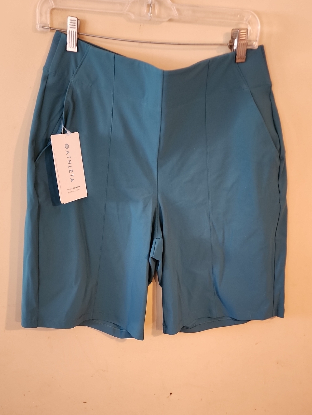 Athleta Teal Mid-Rise Bike Shorts